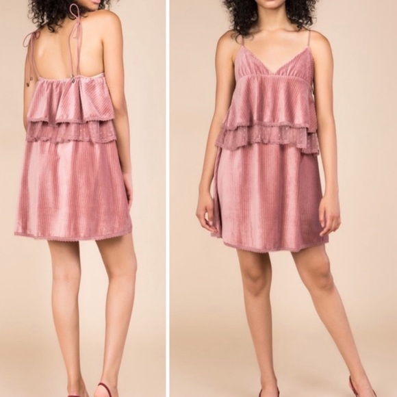 LAST CHANCE POL Velvet Slip Dress w/Cascading Ruffles NWT - Picture 2 of 5